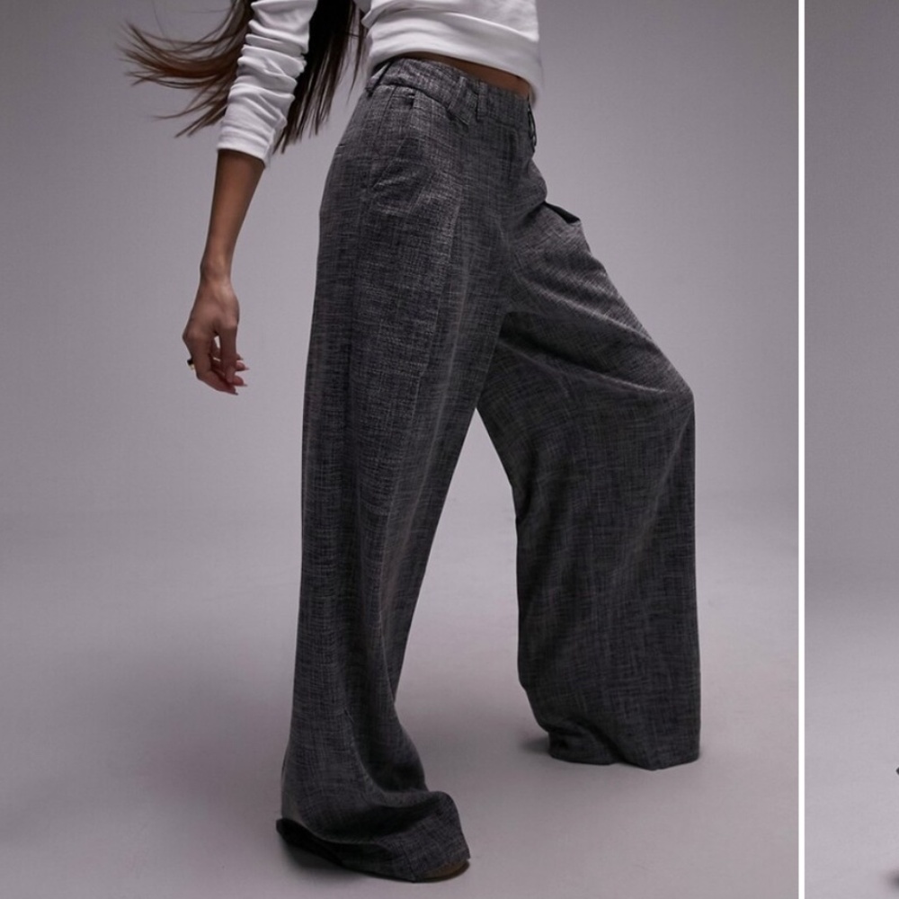 Topshop pleated wide leg trousers